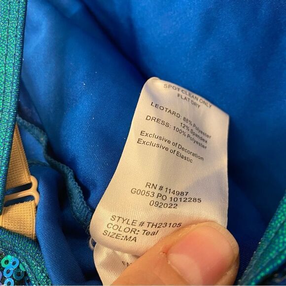 Revolution 10th House Dance Costume teal sequin fringe ELECTRA TH23105 adult MA - Picture 8 of 12